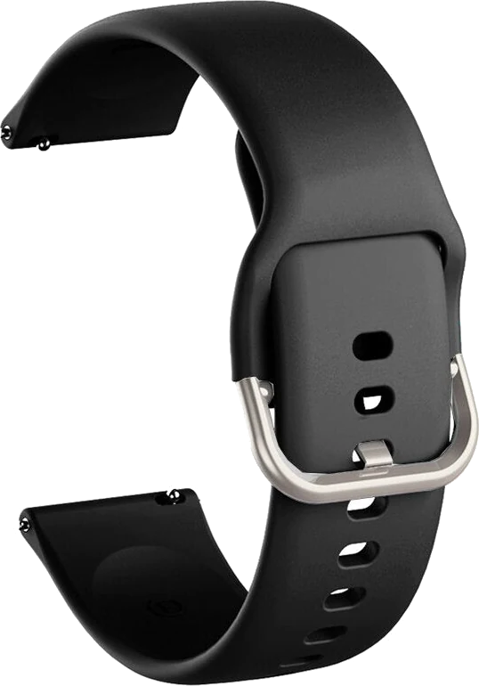Official Angel Watch Jet Black silicone quick-release band with silver buckle, selected in the kids length.